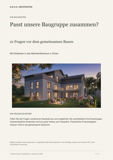 Titelseite des Projektstarters für Baugruppen