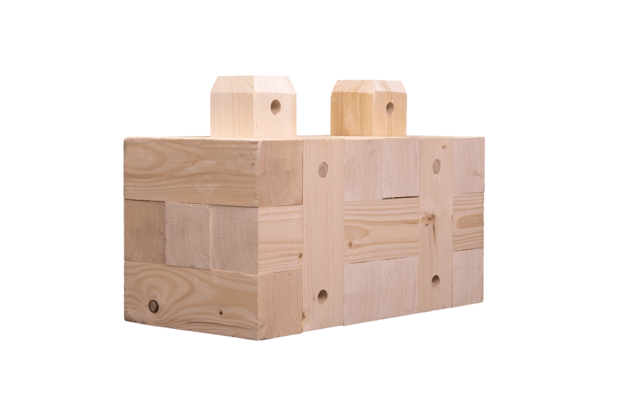 Massivholzbaustein des TRIQBRIQ-Systems WS25